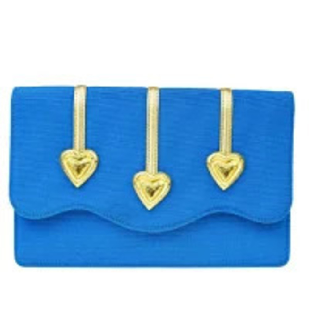 Saint Laurent Yves Clutch Bag Heart Blue Canvas